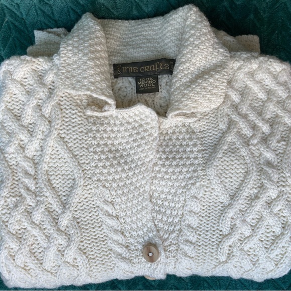 Merino Wool Cable Knit Cardigan Sweater - Picture 6 of 12